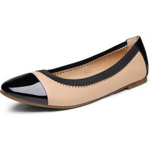 Dream Pairs Women Flex-nude Faux Leather Flexible Stretch Ballerina Flats Shoes